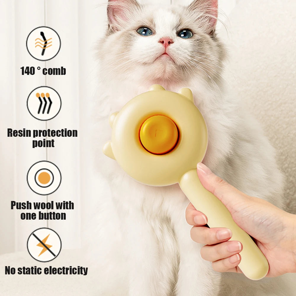 Self-Cleaning Pet Grooming Brush with Massage Needles