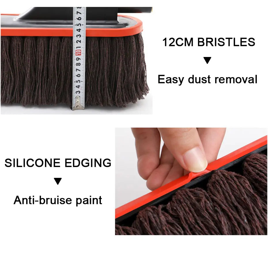 Adjustable Telescopic Microfiber Car Duster with Wax-Treated Cotton Strands