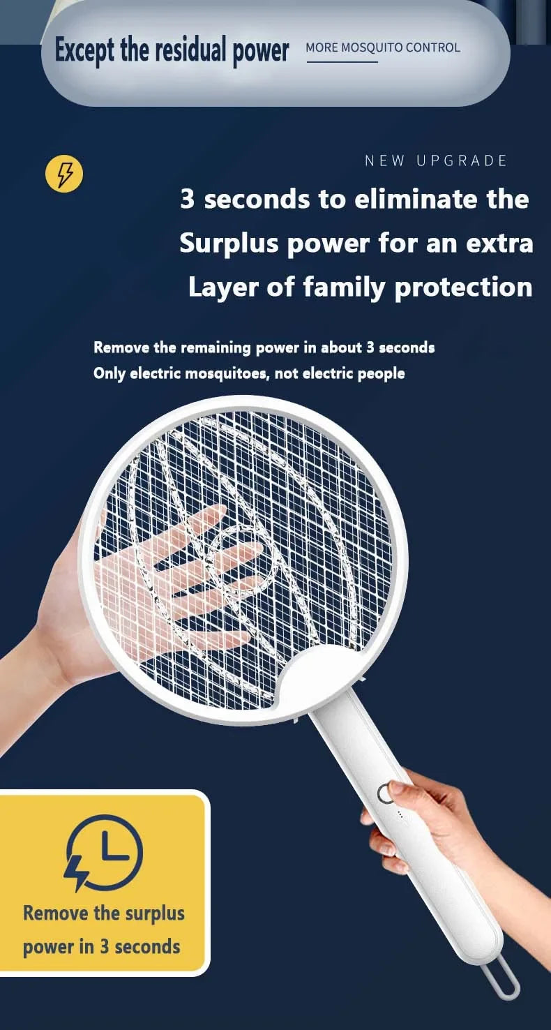 Foldable USB Electric Mosquito Zapper – 4-in-1 Silent Insect Killer Racket