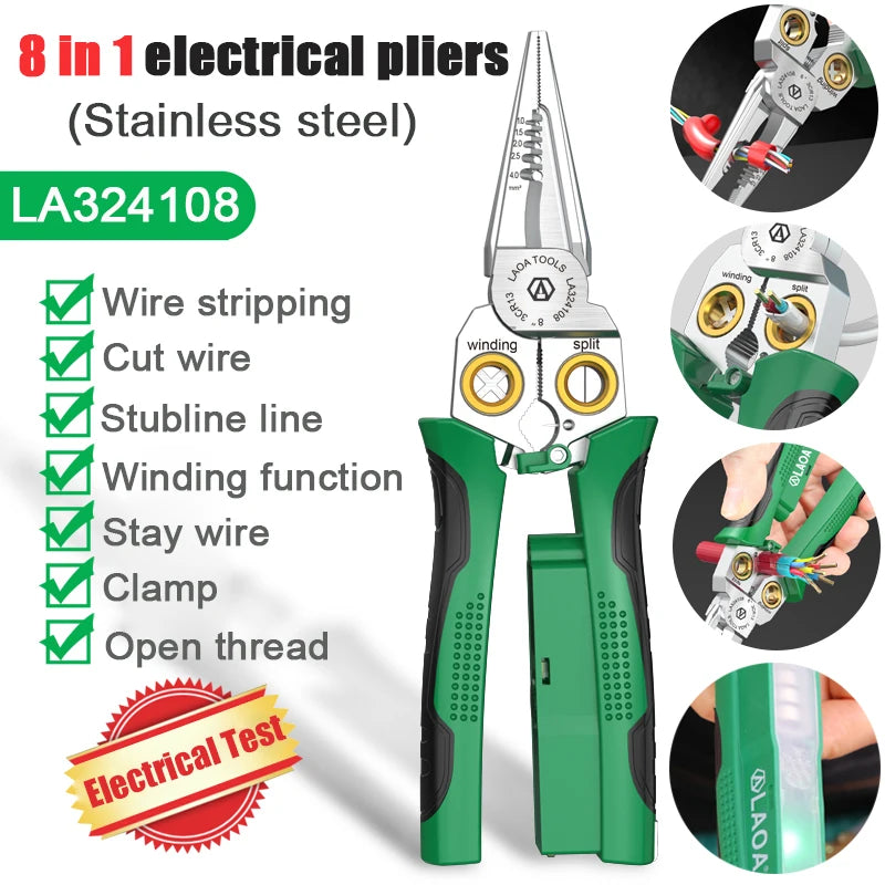 7-in-1 / 8-in-1 Stainless Steel Electrician’s Multi-Pliers (with or without Tester)