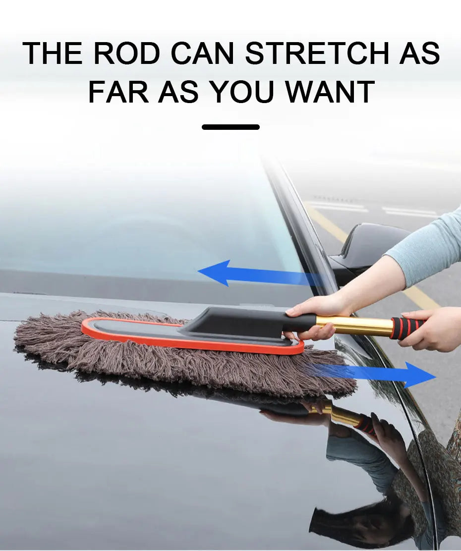 Adjustable Telescopic Microfiber Car Duster with Wax-Treated Cotton Strands