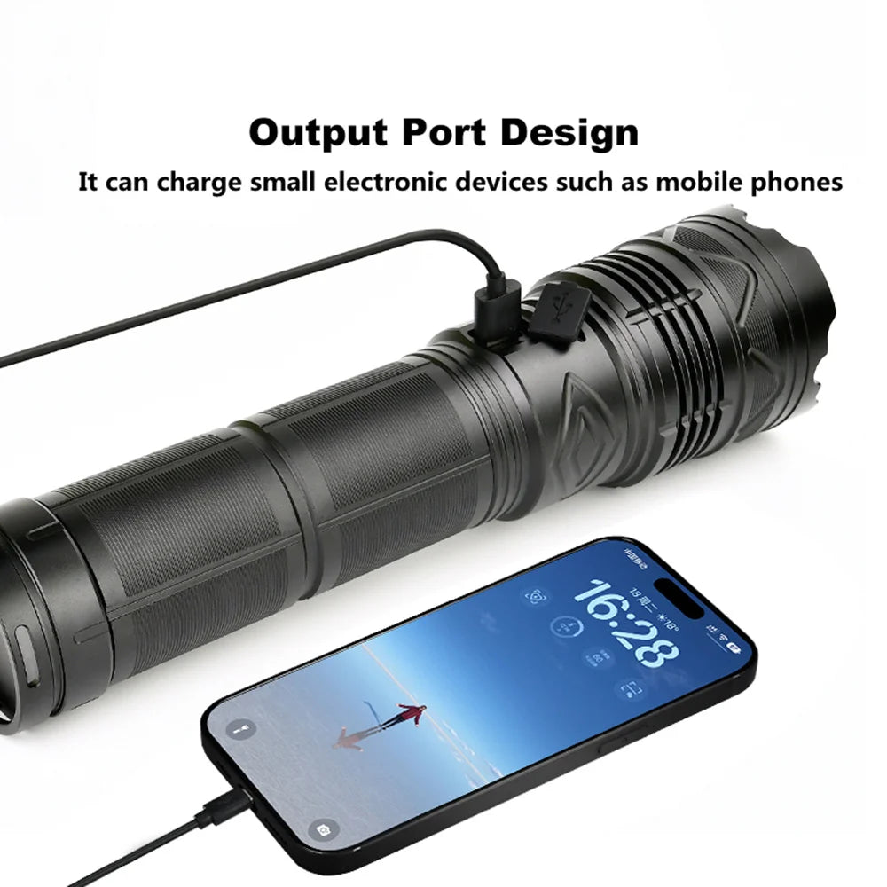 High-Power LED Flashlight – Rechargeable, Long-Range, Tactical Outdoor Torch