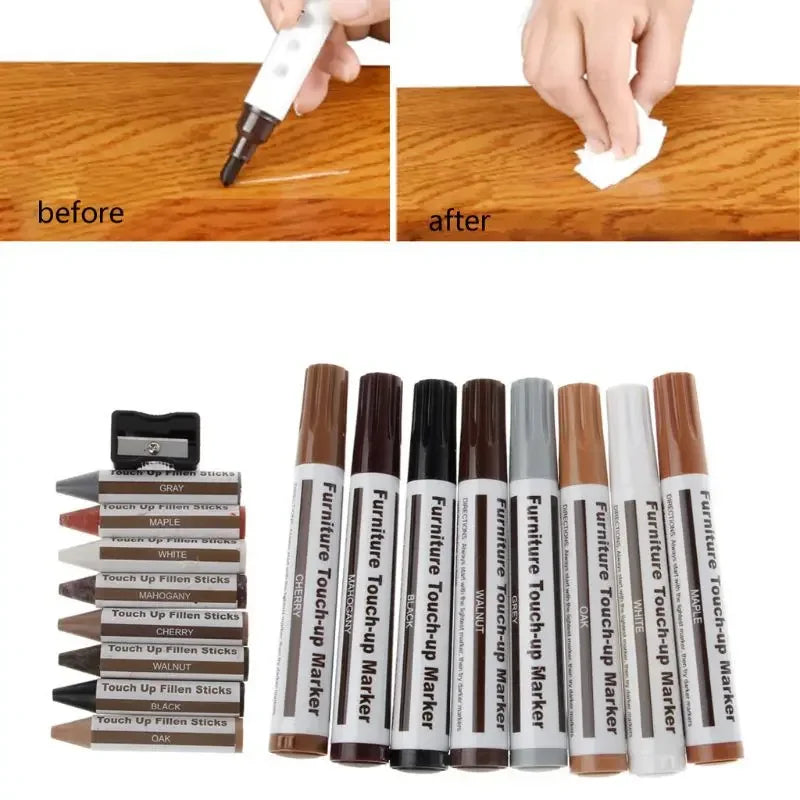 Furniture Repair Marker & Wax Stick Set – Easily Fix Scratches & Scuffs