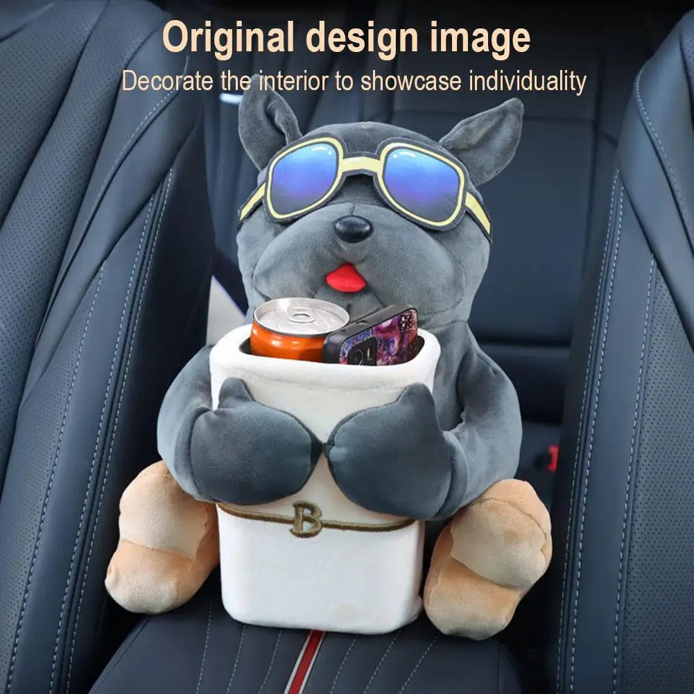 2-in-1 Plush Car Tissue Holder & Trash Can
