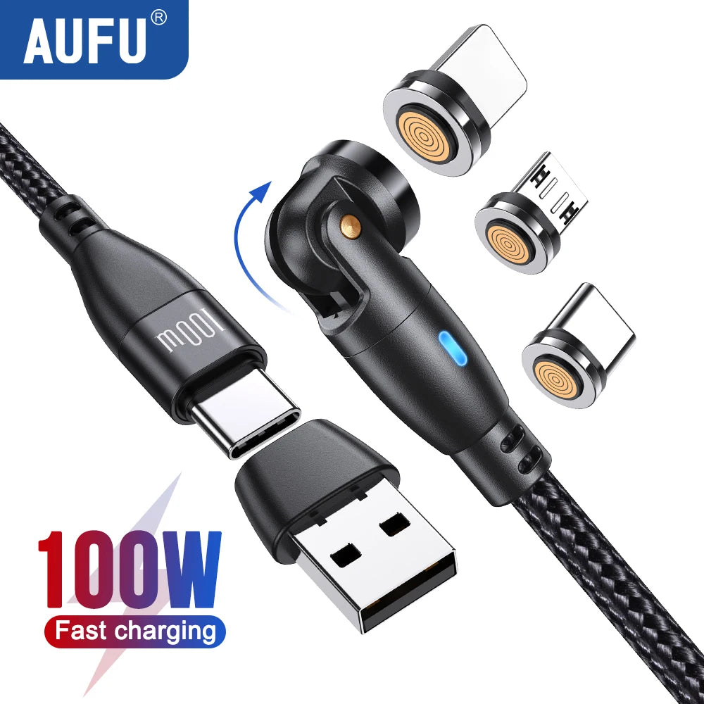 100W Magnetic USB Type-C Fast Charging 3-in-1 Cable
