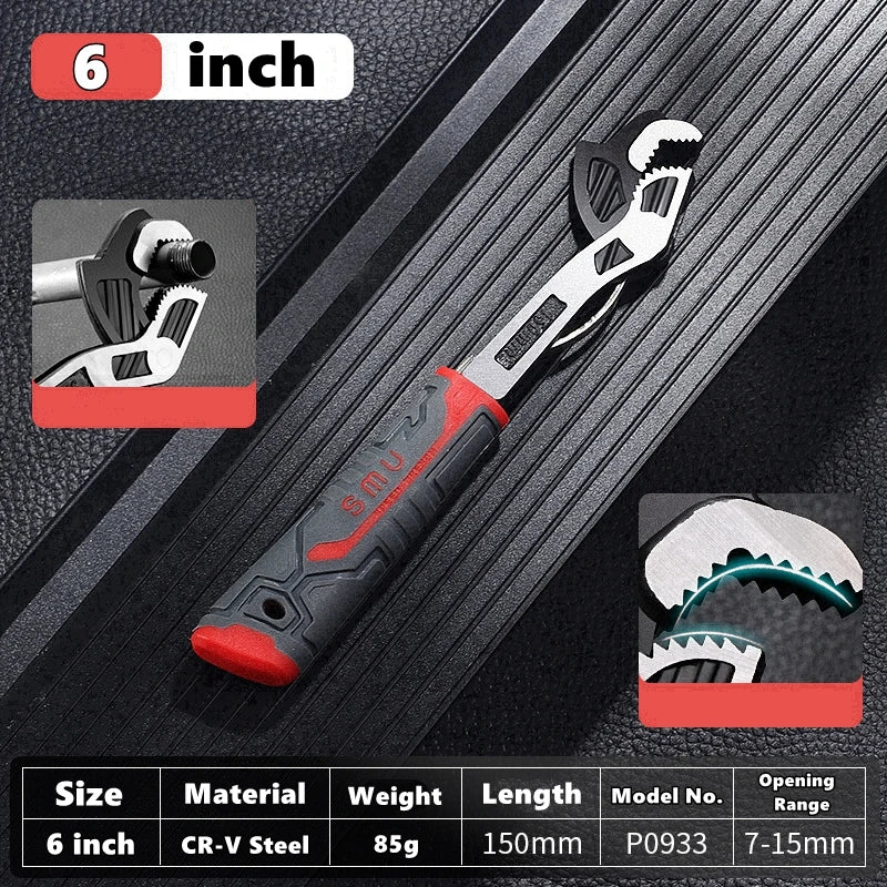 Self-Locking Adjustable Plumber Wrench – CR-V Steel (6 / 8 / 10 / 12 inch)