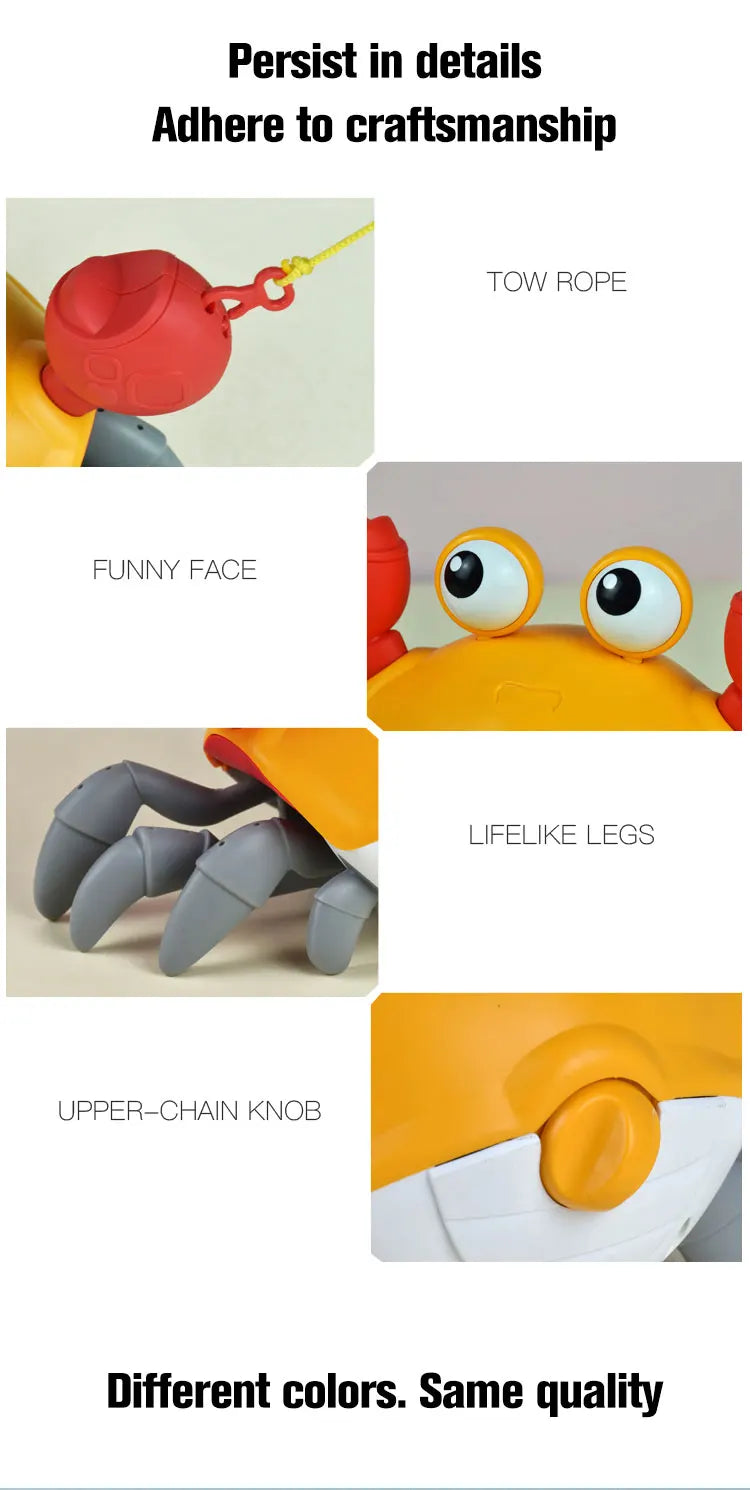 Interactive Crawling Crab Toy with Music and Obstacle Avoidance