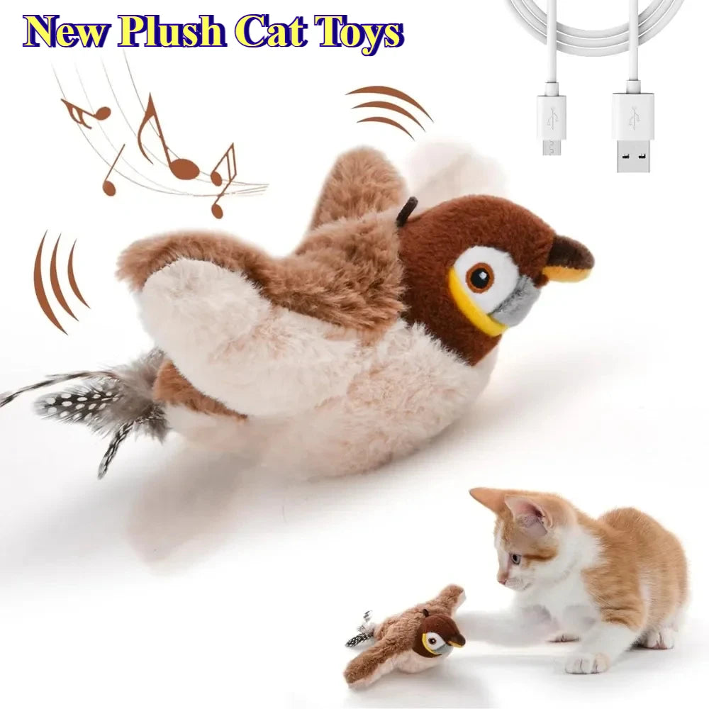 Interactive Chirping Bird Cat Toy – Touch-Activated & Rechargeable