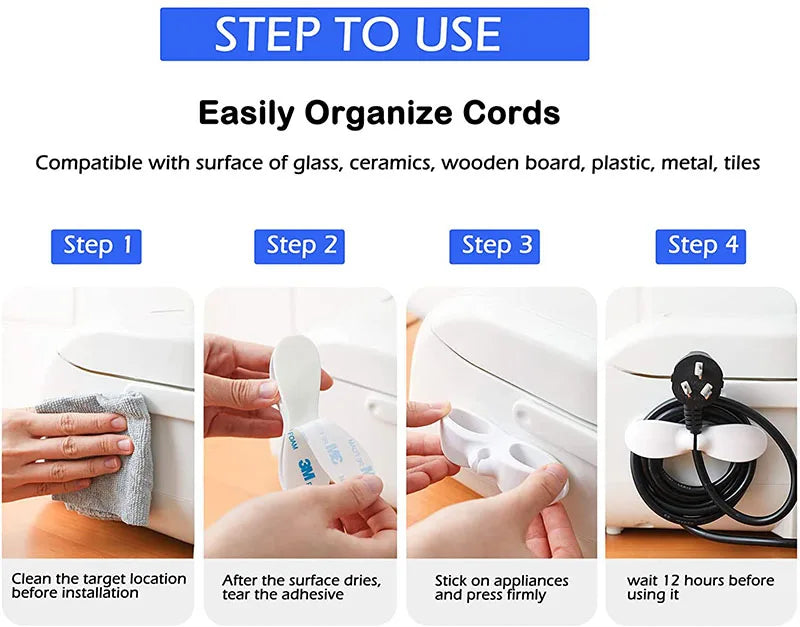 4-Piece Kitchen Appliance Cord Winder & Organizer Set
