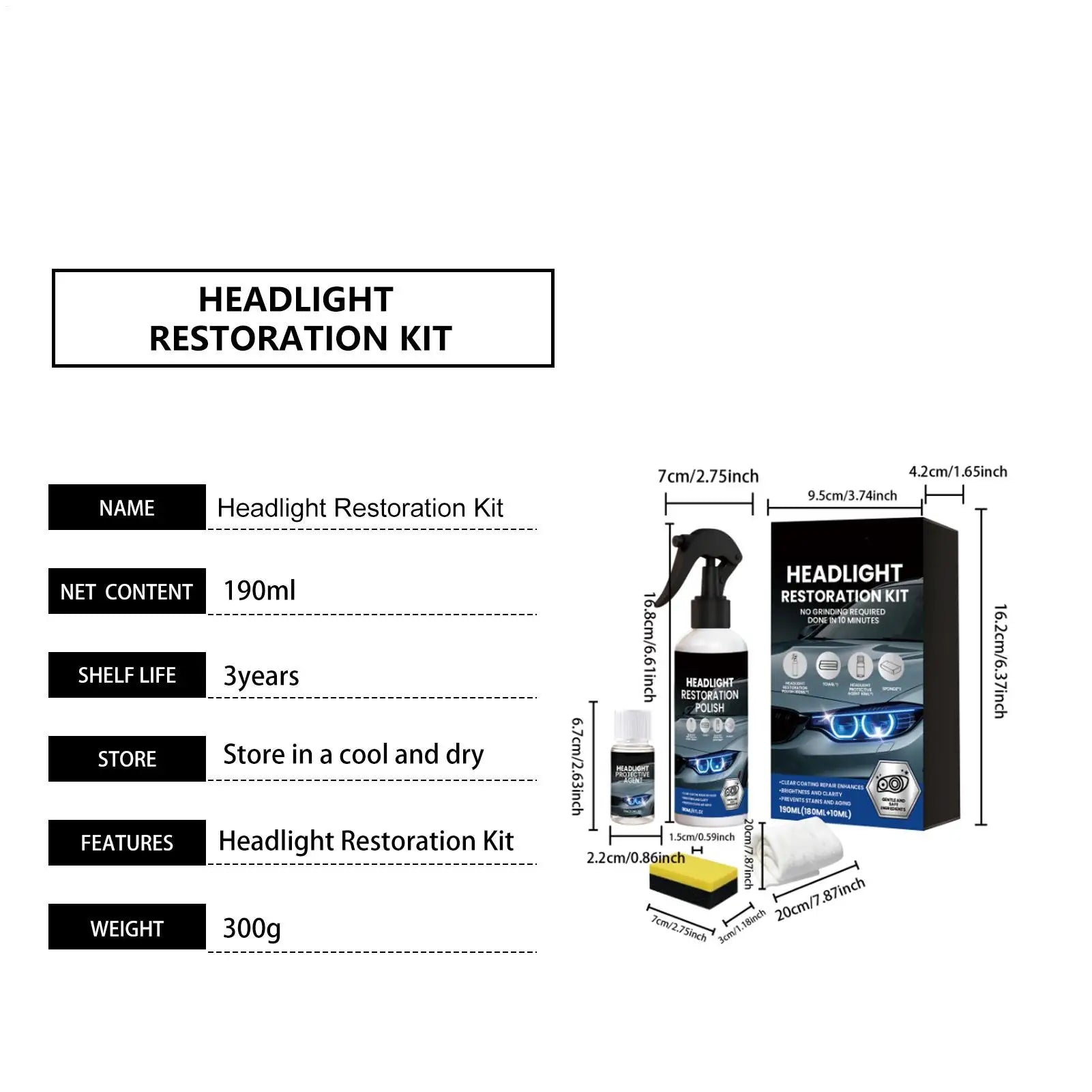 Restore Headlights in Minutes — Crystal Clear Lens Kit