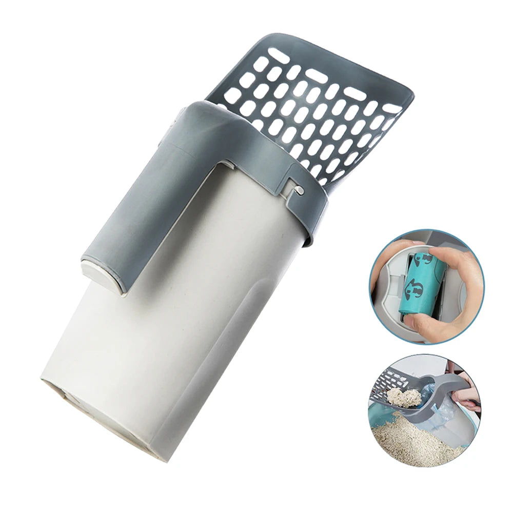 Self-Cleaning Cat Litter Scoop with Integrated Waste Bin