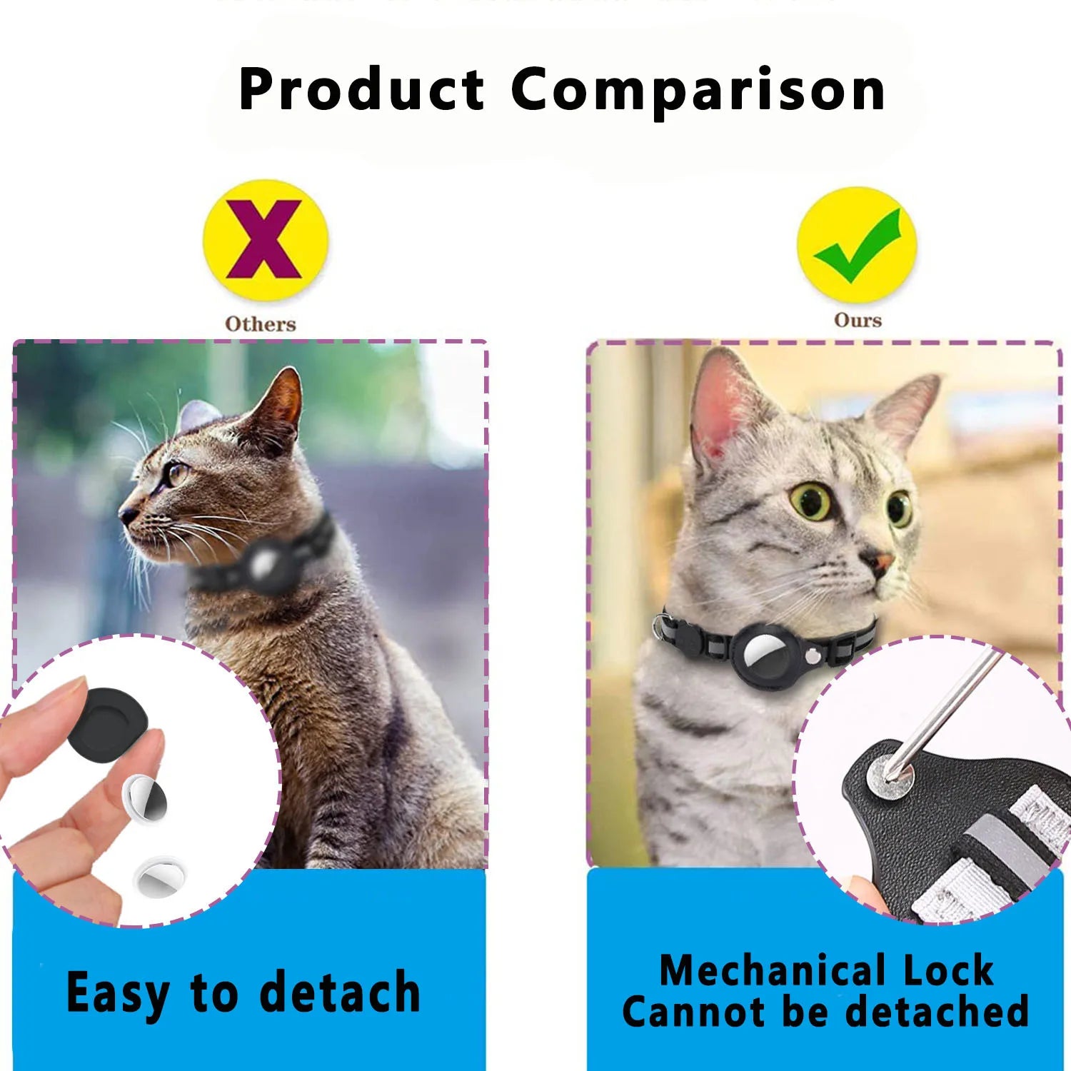 Never Lose Your Cat Again — AirTag Collar with Safety Buckle