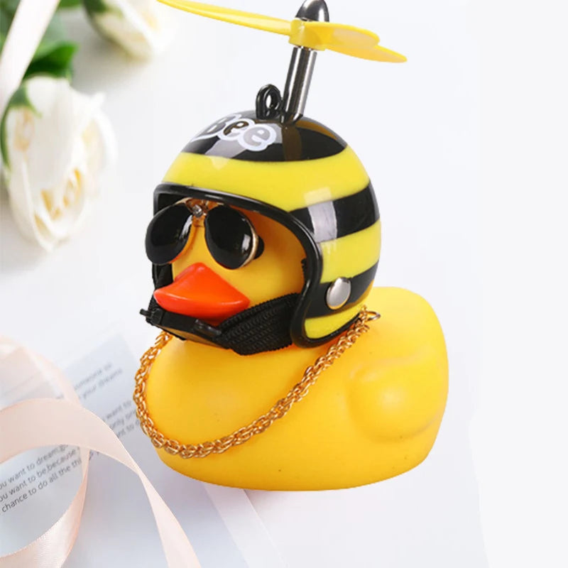 Adorable Yellow Duck Car & Bike Decoration with Helmet, Propeller, and Accessories