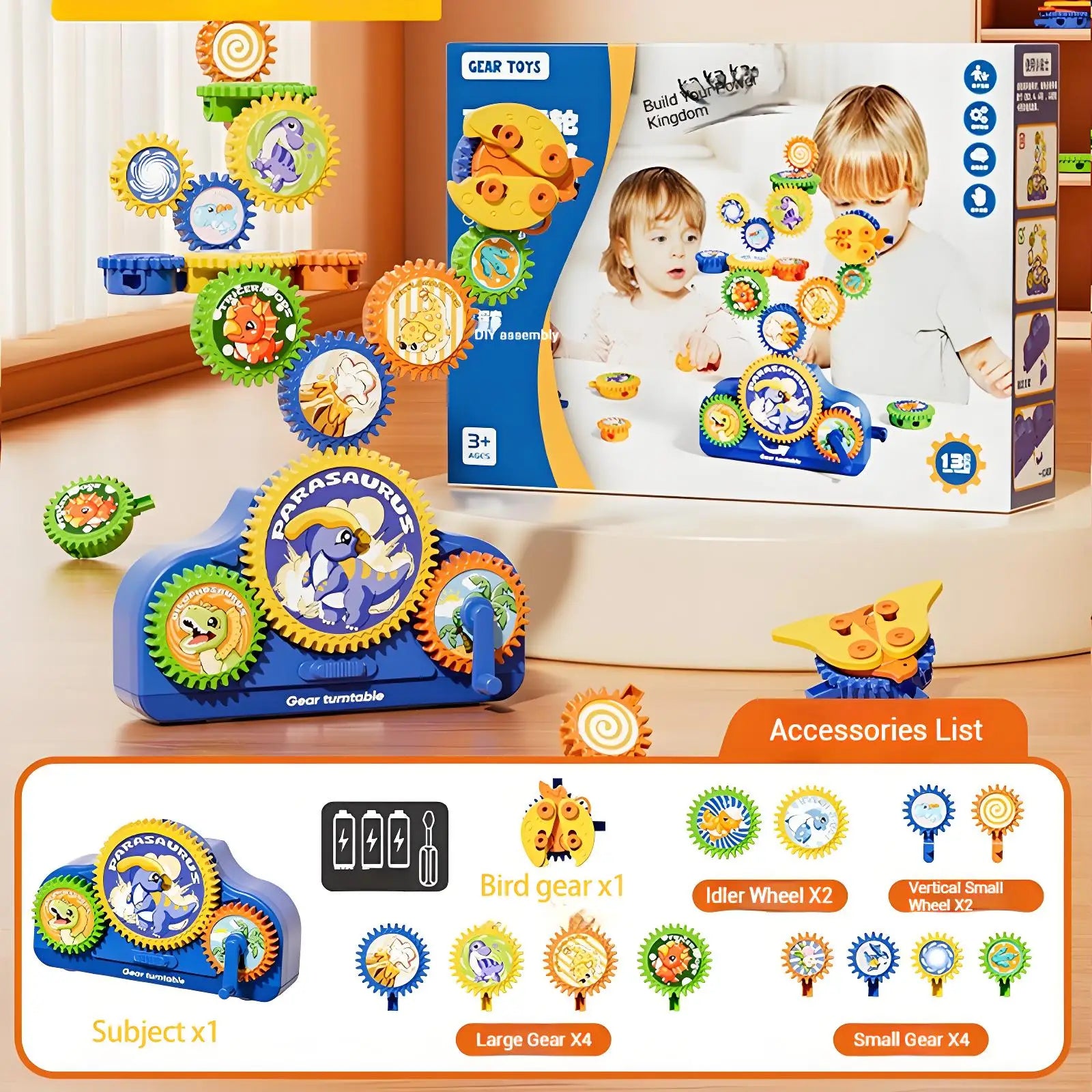 Electric Gear Building Set for Kids – 3D Rotating STEM Construction Toy