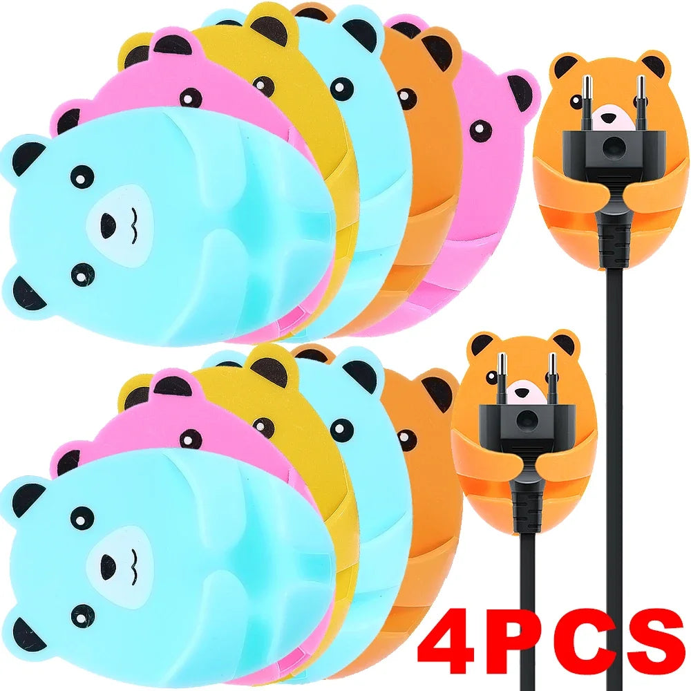 Bear-Shaped Self-Adhesive Wall Hooks - Set of 1 or 4