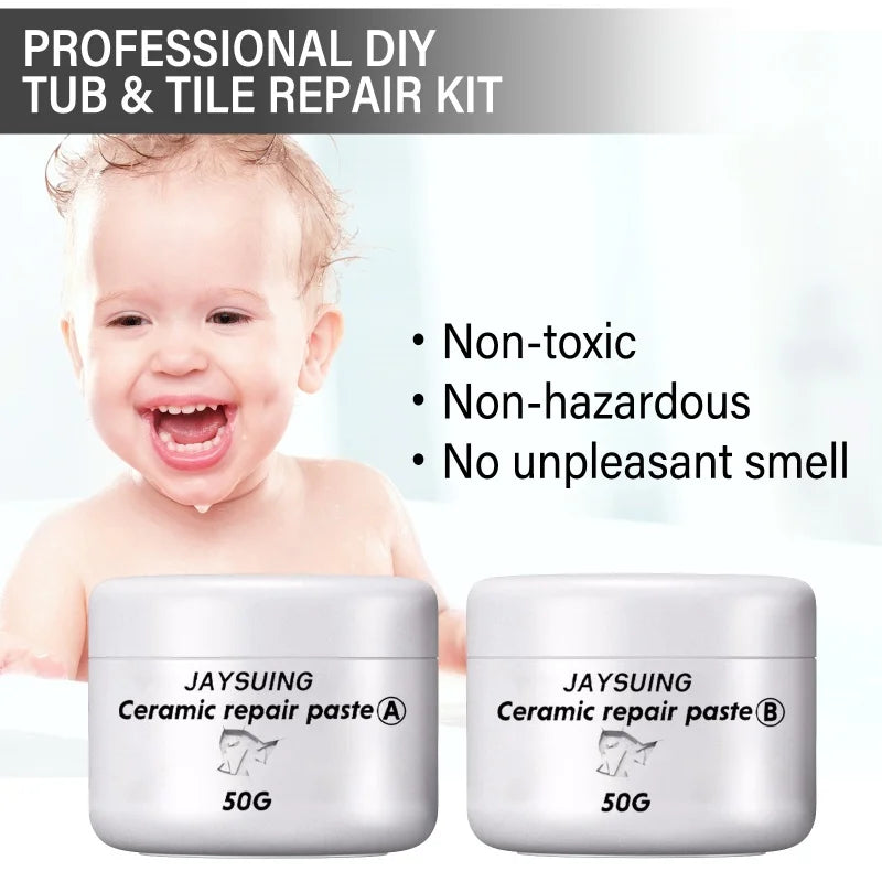 White Porcelain & Tile Repair Kit – Fix Cracks, Chips & Scratches