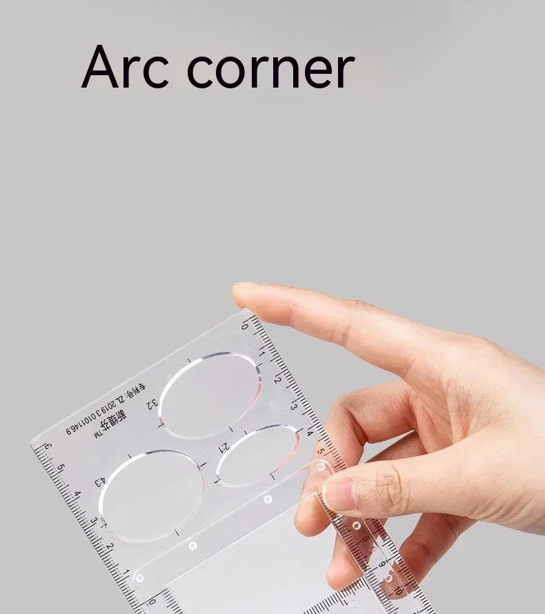Multifunctional Geometry Ruler with Rotating Protractor