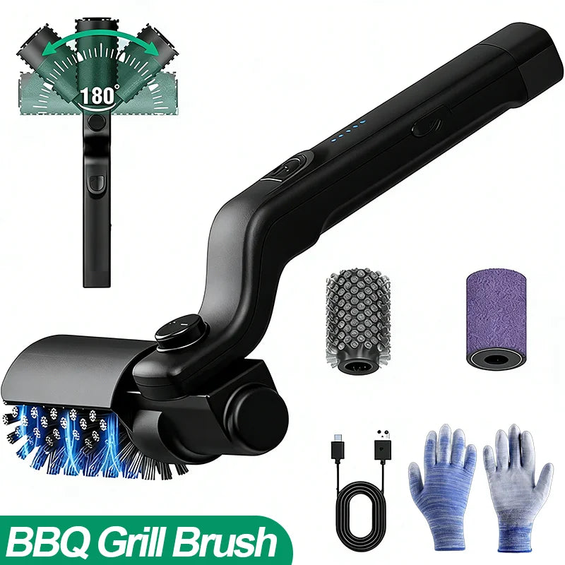 Electric BBQ Grill Brush – Rechargeable 3-Speed Grill Cleaner with Adjustable Head
