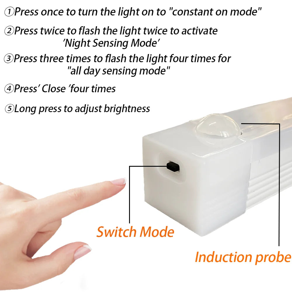 Rechargeable LED Motion Sensor Night Light - Wireless, Type-C Cabinet & Staircase Lamp