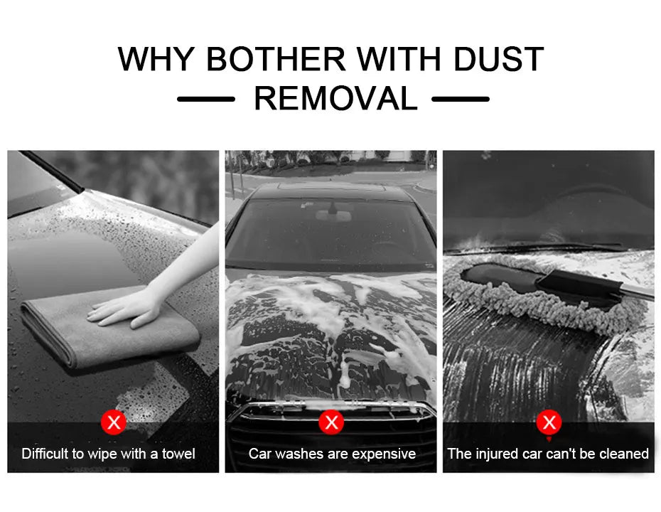Adjustable Telescopic Microfiber Car Duster with Wax-Treated Cotton Strands