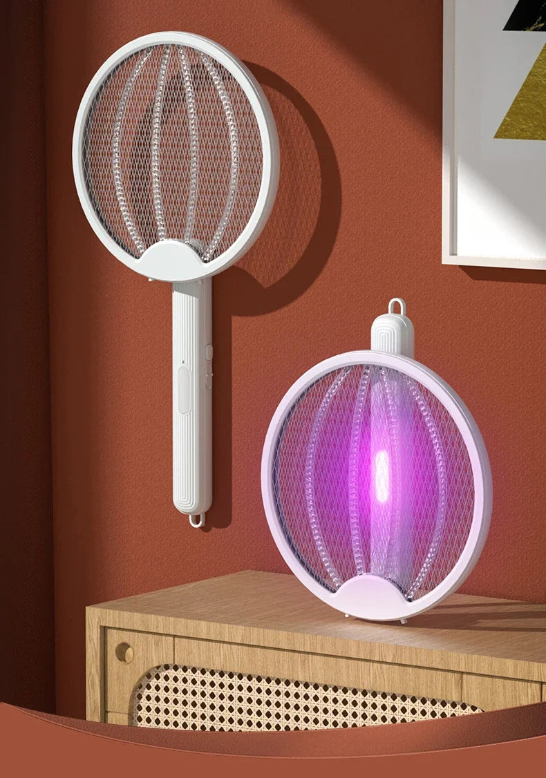 Foldable USB Electric Mosquito Zapper – 4-in-1 Silent Insect Killer Racket