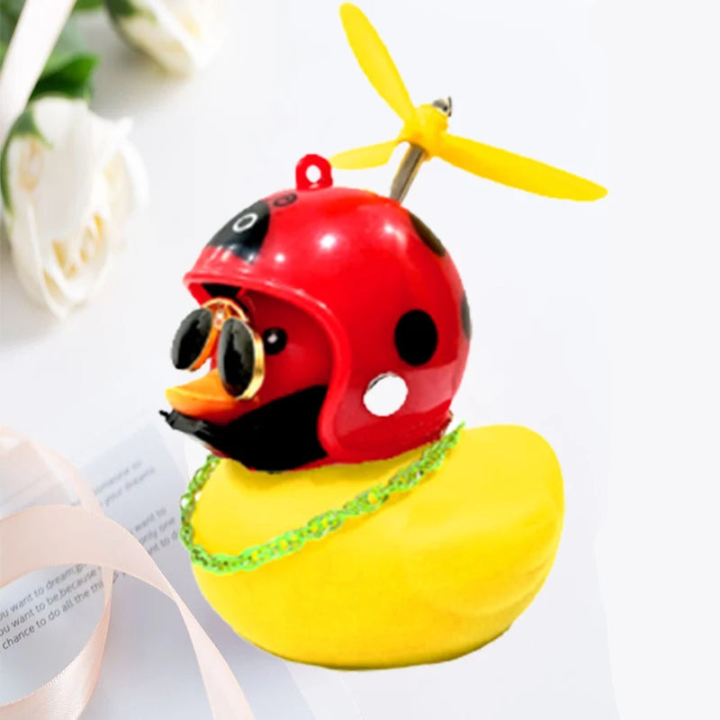 Adorable Yellow Duck Car & Bike Decoration with Helmet, Propeller, and Accessories