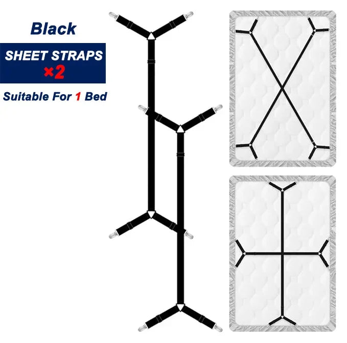 No-Slip Bed Sheet Holders & Straps Set – Secure, Hassle-Free Bedding Fixation