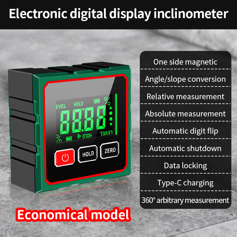 Digital Inclinometer with or without Laser – 1-Side or 4-Side Magnet – USB-C Rechargeable