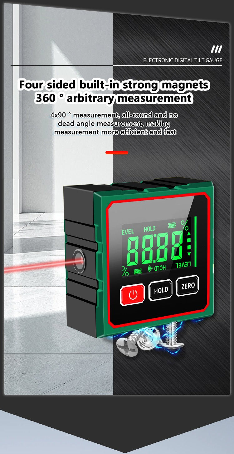 Digital Inclinometer with or without Laser – 1-Side or 4-Side Magnet – USB-C Rechargeable