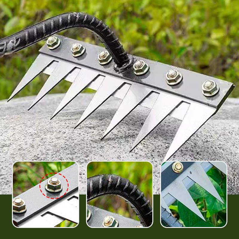 Heavy-Duty Carbon Steel Garden Weed Rake – 5 to 8 Teeth Options