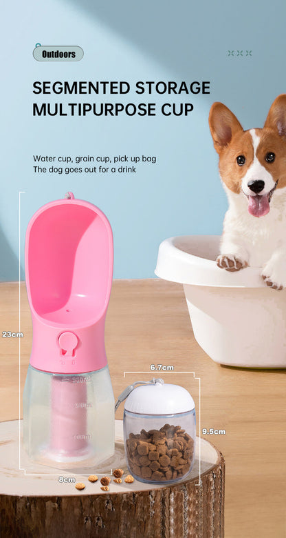All-in-One Dog Travel Kit — Water, Food & Waste Bags in One Bottle