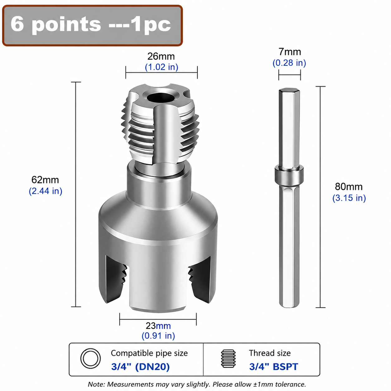 Dual-Function Pipe Threading Tool – Internal & External Threads for Plastic Pipes