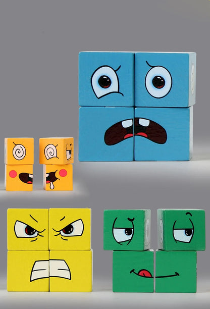 Face Changing Expression Puzzle – Montessori Cube Game for Kids