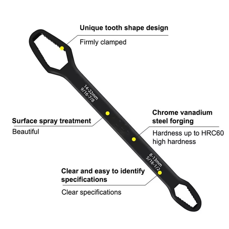 Universal Self-Tightening Double-Head Wrench (5/16"–7/8" 8–22mm)