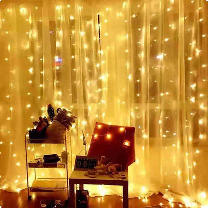 LED Christmas Curtain Lights with Remote Control – Festive Garland for Home and Tree Decorations