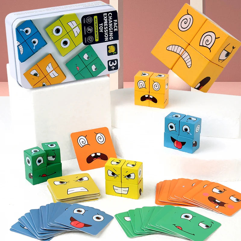Face Changing Expression Puzzle – Montessori Cube Game for Kids