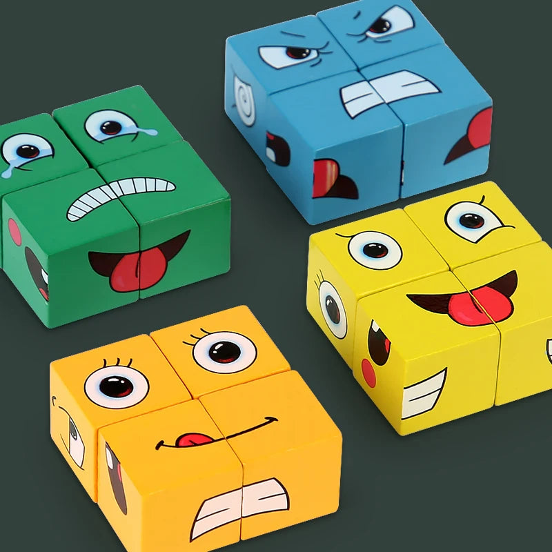 Face Changing Expression Puzzle – Montessori Cube Game for Kids