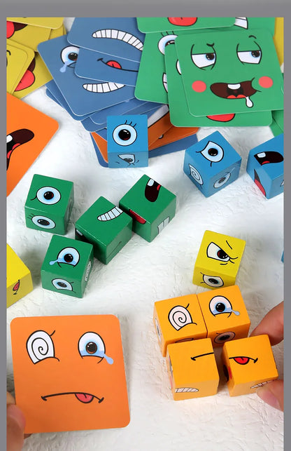 Face Changing Expression Puzzle – Montessori Cube Game for Kids