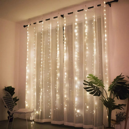 LED Christmas Curtain Lights with Remote Control – Festive Garland for Home and Tree Decorations