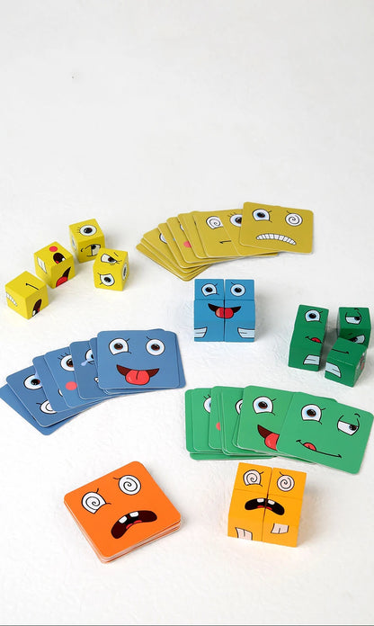 Face Changing Expression Puzzle – Montessori Cube Game for Kids