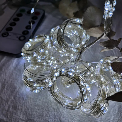 LED Christmas Curtain Lights with Remote Control – Festive Garland for Home and Tree Decorations