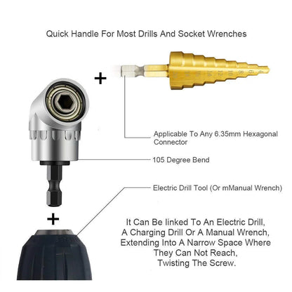 105° Right Angle Drill Attachment - Corner Screwdriver Tool