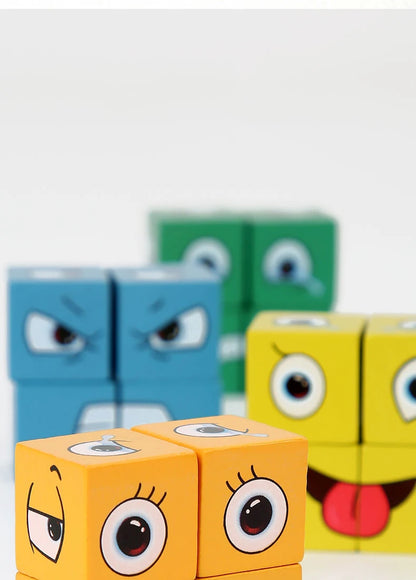 Face Changing Expression Puzzle – Montessori Cube Game for Kids