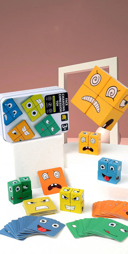Face Changing Expression Puzzle – Montessori Cube Game for Kids