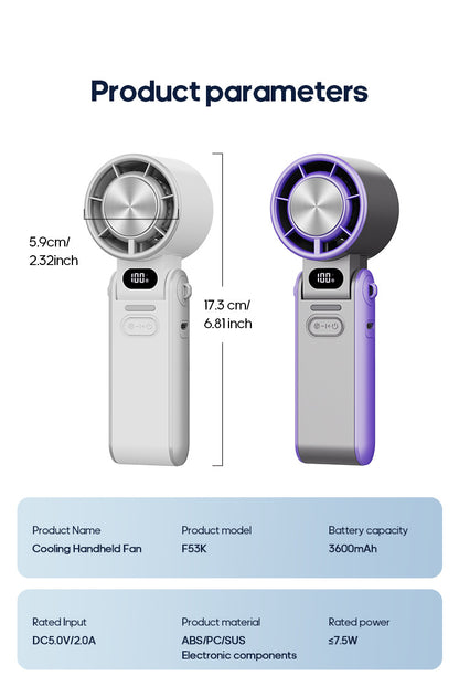 Portable Turbo Cooling Fan – 3600mAh Rechargeable