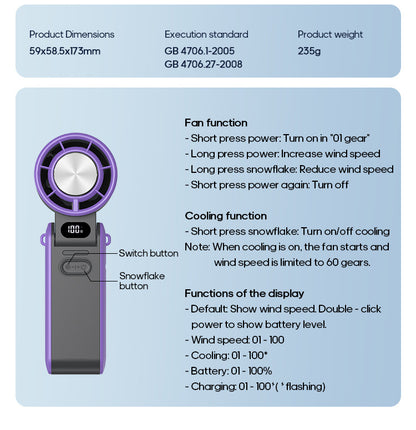 Portable Turbo Cooling Fan – 3600mAh Rechargeable