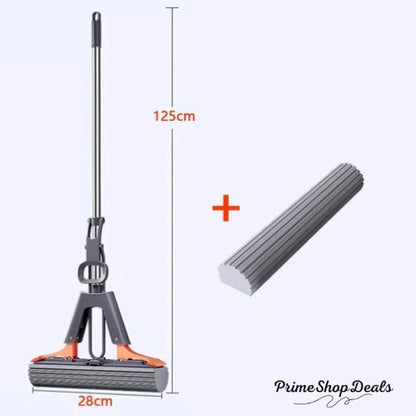 Foldable Hand-Free Squeeze Mop with Replaceable Sponge Heads