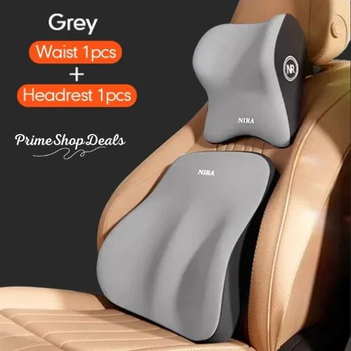 Premium Memory Foam Car Neck and Lumbar Support Cushion Set