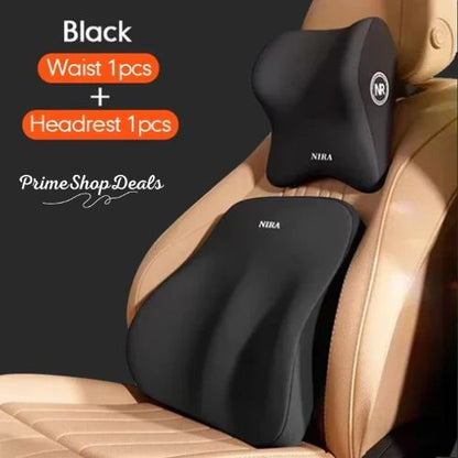 Premium Memory Foam Car Neck and Lumbar Support Cushion Set