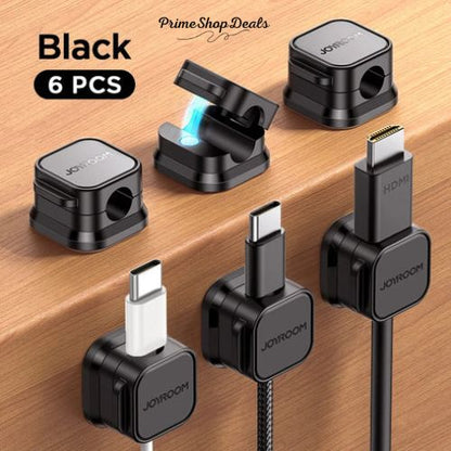 3-Pack or 6-Pack Magnetic Cable Clips – Adjustable Cord Organizer for Desk, Wall, and Car